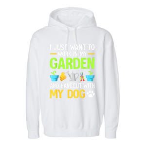 Gardening & Dog Funny Plant Lover Women Garden Gardener Garment-Dyed Fleece Hoodie