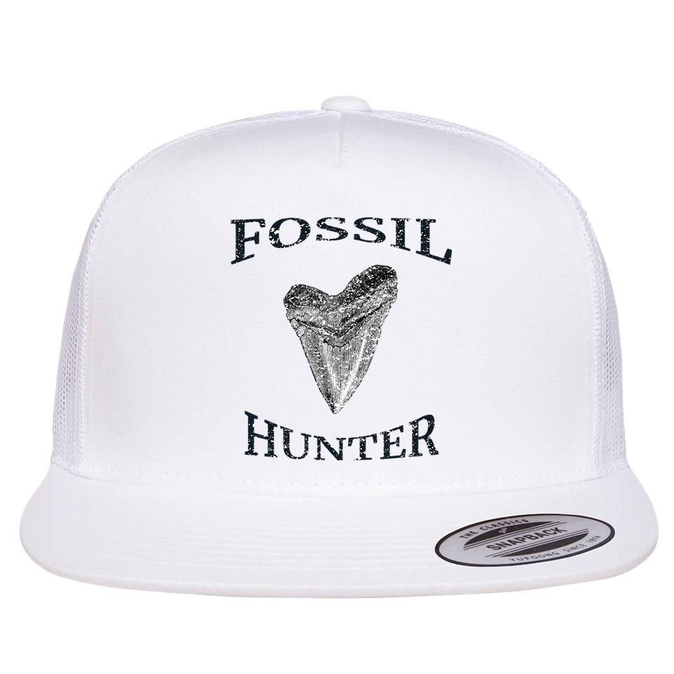 Great Distressed Fossil Hunter Megalodon Tooth Enthusiast Flat Bill Trucker Hat