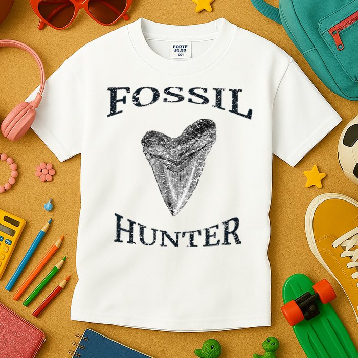 Great Distressed Fossil Hunter Megalodon Tooth Enthusiast Kids T-Shirt