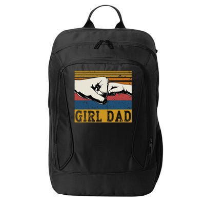 Girl Dad Father Of Girl Fathers Day Vintage City Backpack