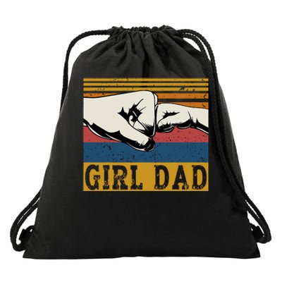 Girl Dad Father Of Girl Fathers Day Vintage Drawstring Bag