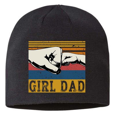 Girl Dad Father Of Girl Fathers Day Vintage Sustainable Beanie