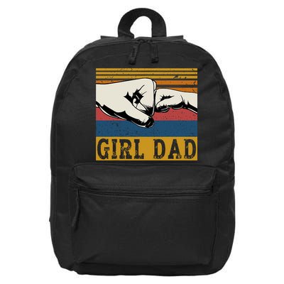 Girl Dad Father Of Girl Fathers Day Vintage 16 in Basic Backpack