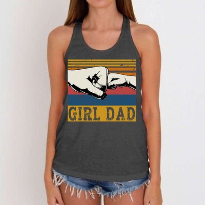Girl Dad Father Of Girl Fathers Day Vintage Women's Knotted Racerback Tank