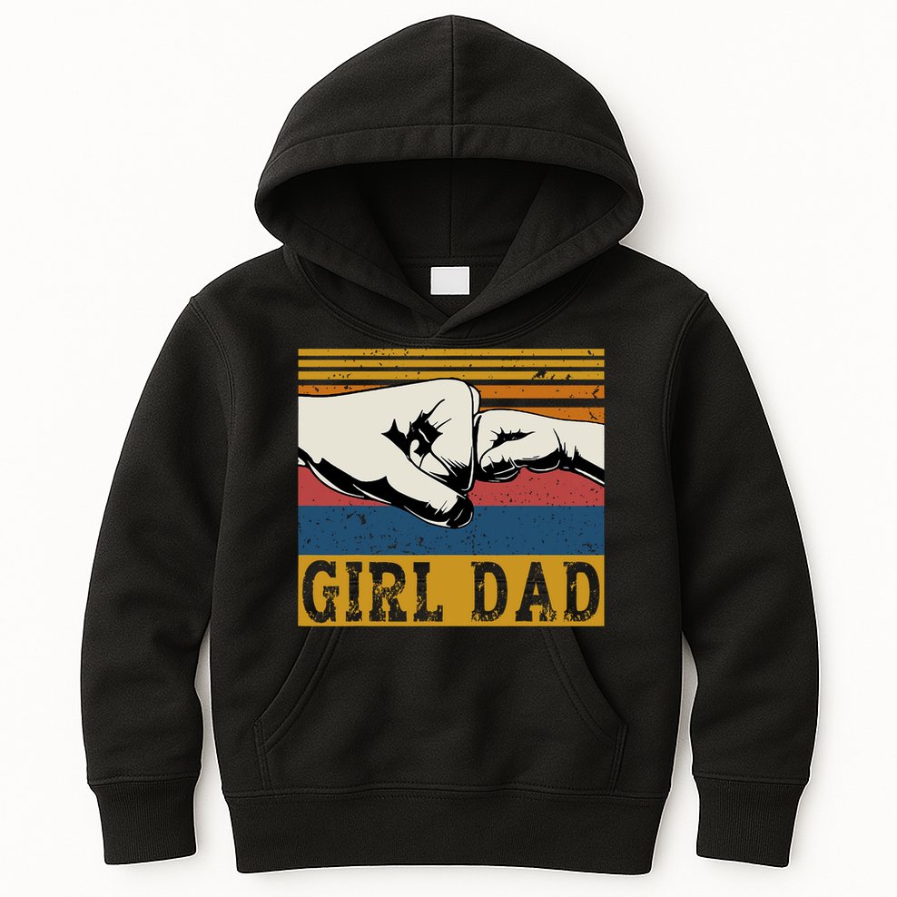 Girl Dad Father Of Girl Fathers Day Vintage Kids Hoodie