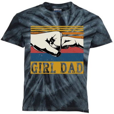 Girl Dad Father Of Girl Fathers Day Vintage Kids Tie-Dye T-Shirt