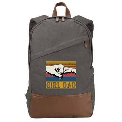 Girl Dad Father Of Girl Fathers Day Vintage Cotton Canvas Backpack