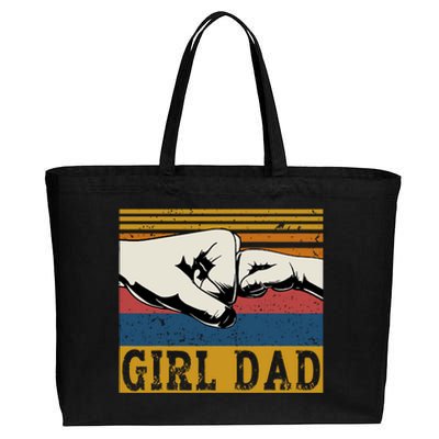 Girl Dad Father Of Girl Fathers Day Vintage Cotton Canvas Jumbo Tote