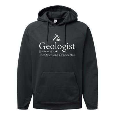 Geologist Definition Funny Rock Star Geology Performance Fleece Hoodie