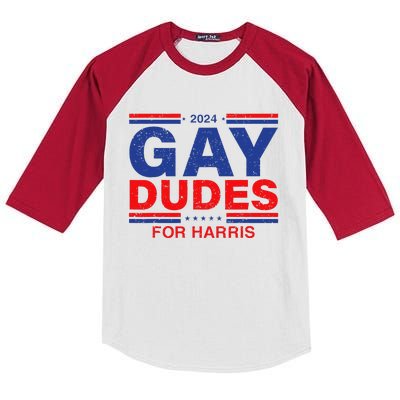 Gay Dudes For Harris Retro Harris For President 2024 Kids Colorblock Raglan Jersey