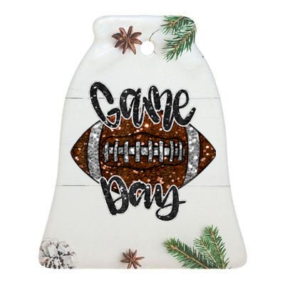 Game Day Football Bling Bling Football Lover Fall Autumn Ceramic Bell Ornament