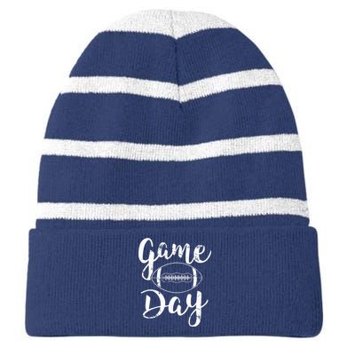 Game Day Football Cute Football Top Striped Beanie with Solid Band