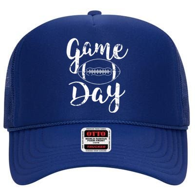 Game Day Football Cute Football Top High Crown Mesh Back Trucker Hat