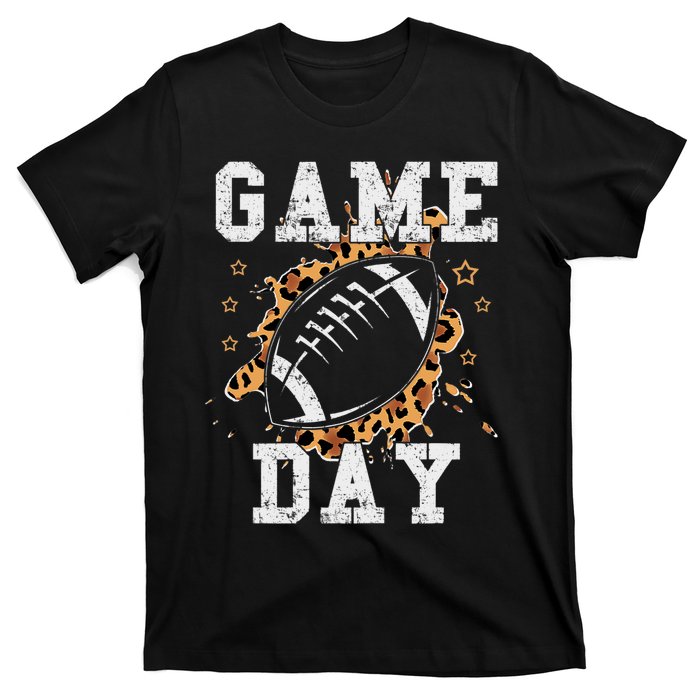 Game Day Football Leopard Print Football Fan Football T-Shirt