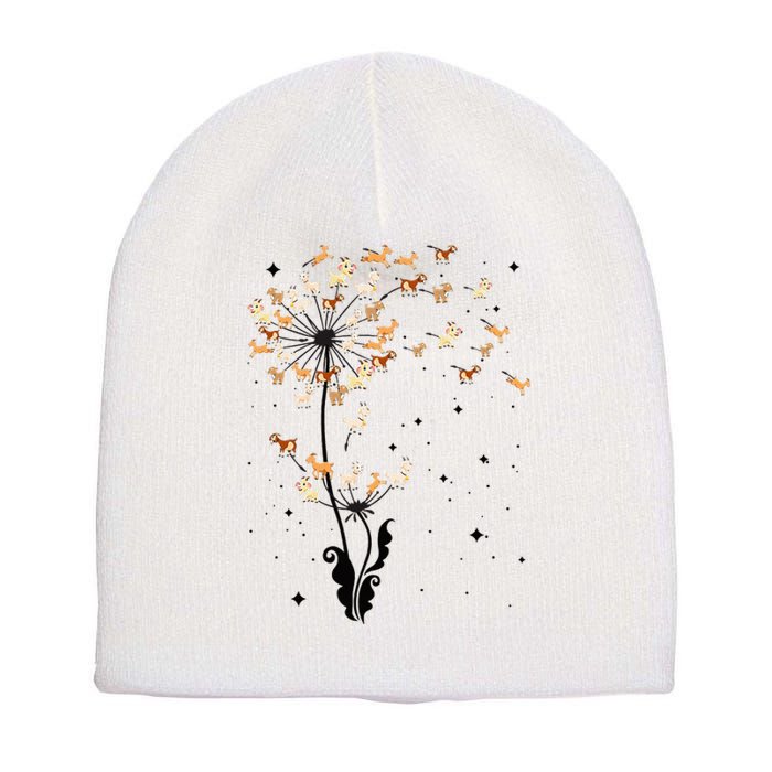 Goat Dandelion Flower Funny Animals Lovers Short Acrylic Beanie