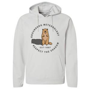 Groundhog Day Funny Quote Respect The Shadow Meteorology Performance Fleece Hoodie