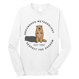 Groundhog Day Funny Quote Respect The Shadow Meteorology Long Sleeve Shirt