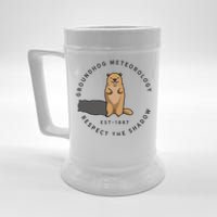 Groundhog Day Funny Quote Respect The Shadow Meteorology Beer Stein