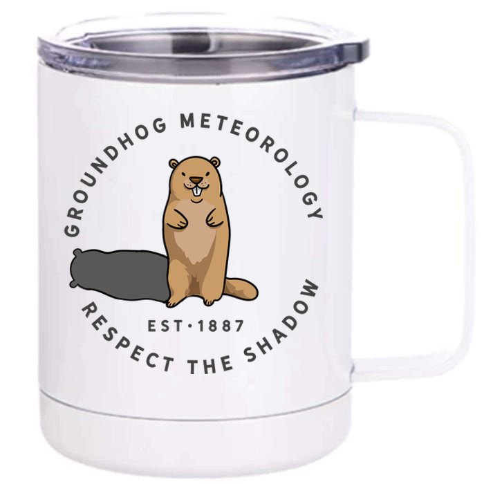 Groundhog Day Funny Quote Respect The Shadow Meteorology 12 oz Stainless Steel Tumbler Cup