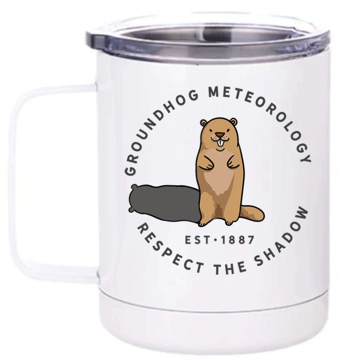 Groundhog Day Funny Quote Respect The Shadow Meteorology 12 oz Stainless Steel Tumbler Cup