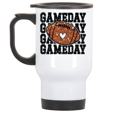 Game Day Football Bling Bling Football Lover Trendy Stainless Steel Travel Mug