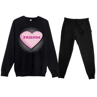 Galentines Day Friends Pink Heart Gift Premium Crewneck Sweatsuit Set