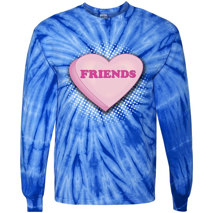 Galentines Day Friends Pink Heart Gift Tie-Dye Long Sleeve Shirt