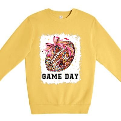 Game Day Football Season Football Bow Gift Girl Women Premium Crewneck Sweatshirt