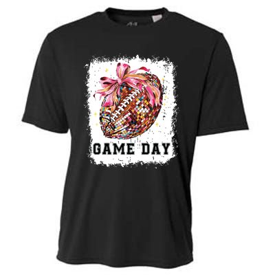 Game Day Football Season Football Bow Gift Girl Women Cooling Performance Crew T-Shirt