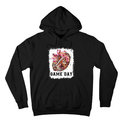 Game Day Football Season Football Bow Gift Girl Women Hoodie