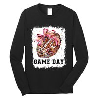 Game Day Football Season Football Bow Gift Girl Women Long Sleeve Shirt