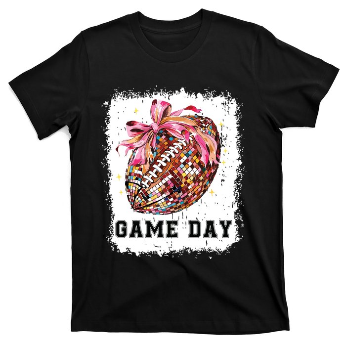 Game Day Football Season Football Bow Gift Girl Women T-Shirt