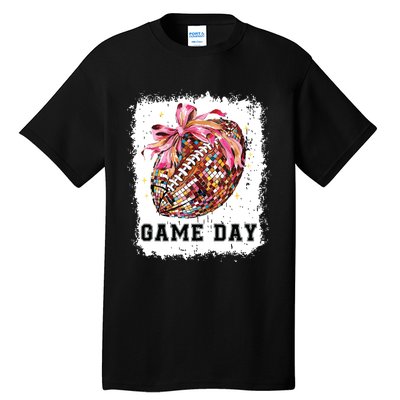 Game Day Football Season Football Bow Gift Girl Women Tall T-Shirt