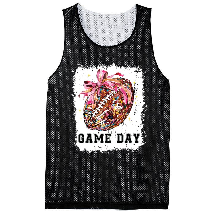 Game Day Football Season Football Bow Gift Girl Women Mesh Reversible Basketball Jersey Tank