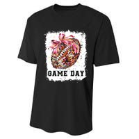 Game Day Football Season Football Bow Gift Girl Women Performance Sprint T-Shirt