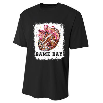 Game Day Football Season Football Bow Gift Girl Women Performance Sprint T-Shirt