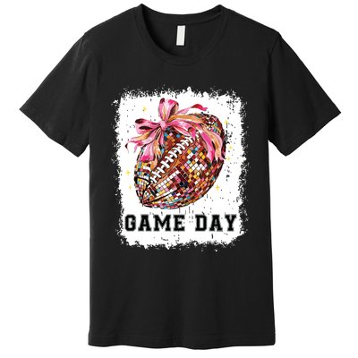 Game Day Football Season Football Bow Gift Girl Women Premium T-Shirt