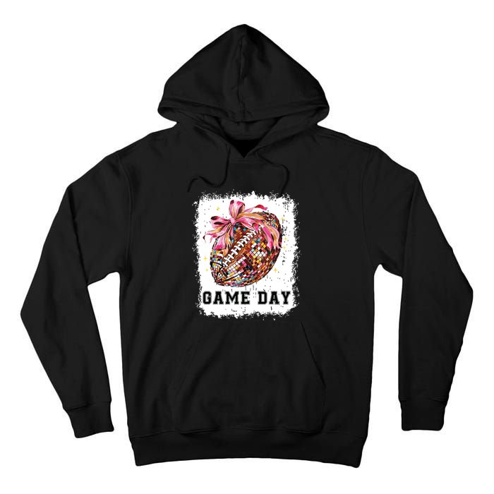 Game Day Football Season Football Bow Gift Girl Women Tall Hoodie