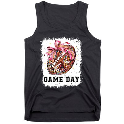 Game Day Football Season Football Bow Gift Girl Women Tank Top