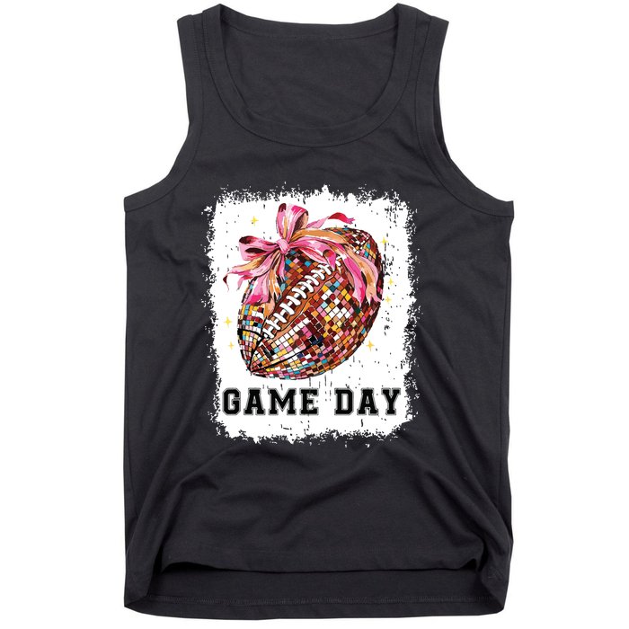 Game Day Football Season Football Bow Gift Girl Women Tank Top