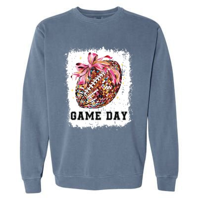 Game Day Football Season Football Bow Gift Girl Women Garment-Dyed Sweatshirt