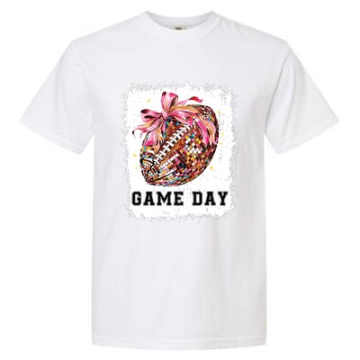 Game Day Football Season Football Bow Gift Girl Women Garment-Dyed Heavyweight T-Shirt