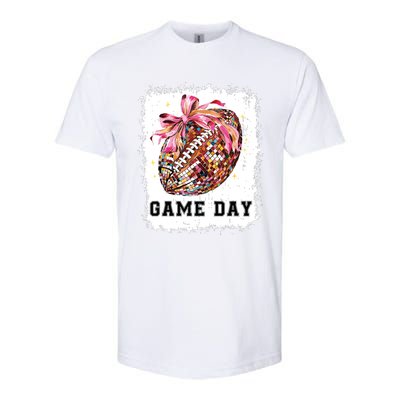 Game Day Football Season Football Bow Gift Girl Women Softstyle CVC T-Shirt