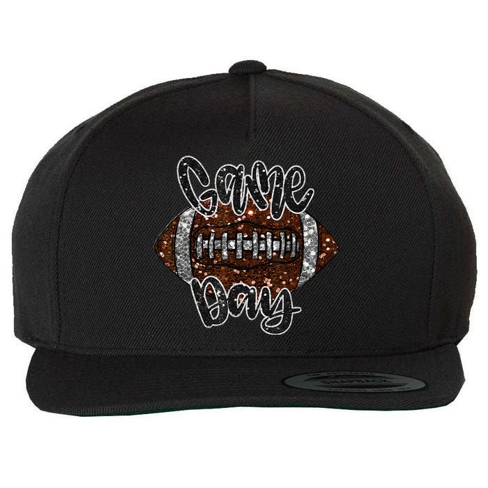 Game Day Football Bling Bling Football Lover Sport Season Wool Snapback Cap