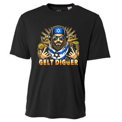 Gelt Digger Funny Jewish Rapper Isreali Cooling Performance Crew T-Shirt