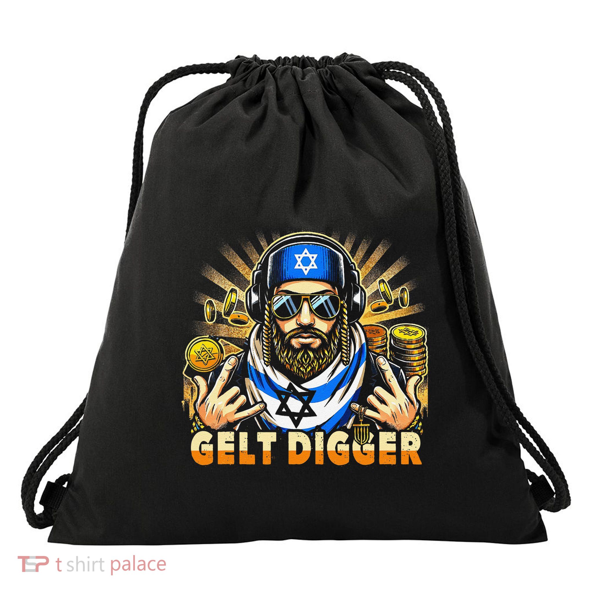 Gelt Digger Funny Jewish Rapper Isreali Drawstring Bag