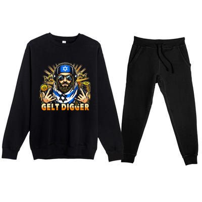 Gelt Digger Funny Jewish Rapper Isreali Premium Crewneck Sweatsuit Set