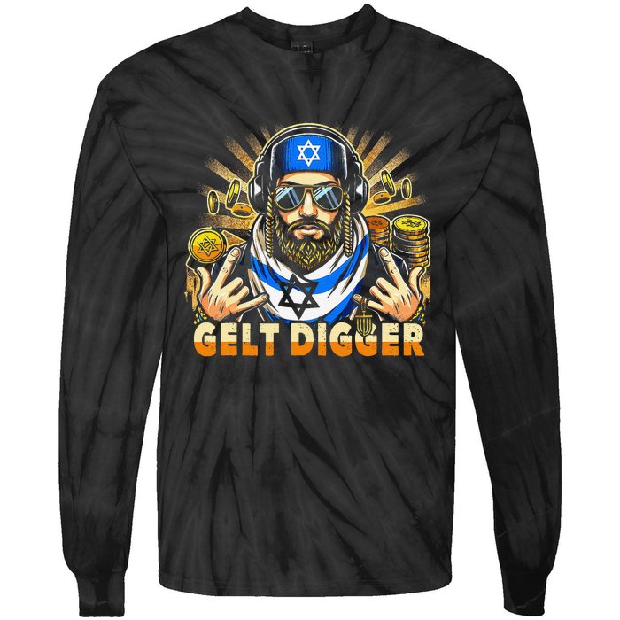 Gelt Digger Funny Jewish Rapper Isreali Tie-Dye Long Sleeve Shirt