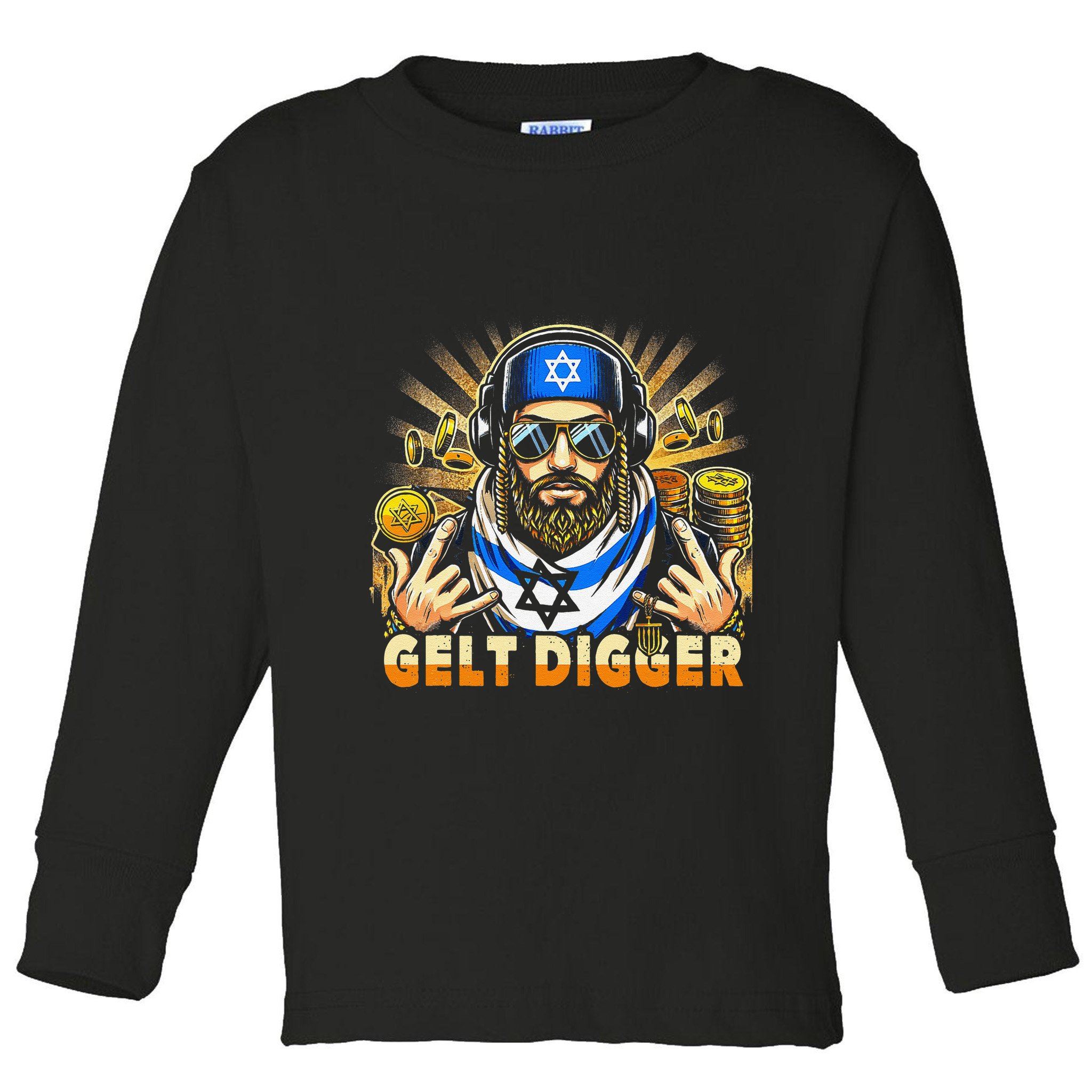 Gelt Digger Funny Jewish Rapper Isreali Toddler Long Sleeve Shirt