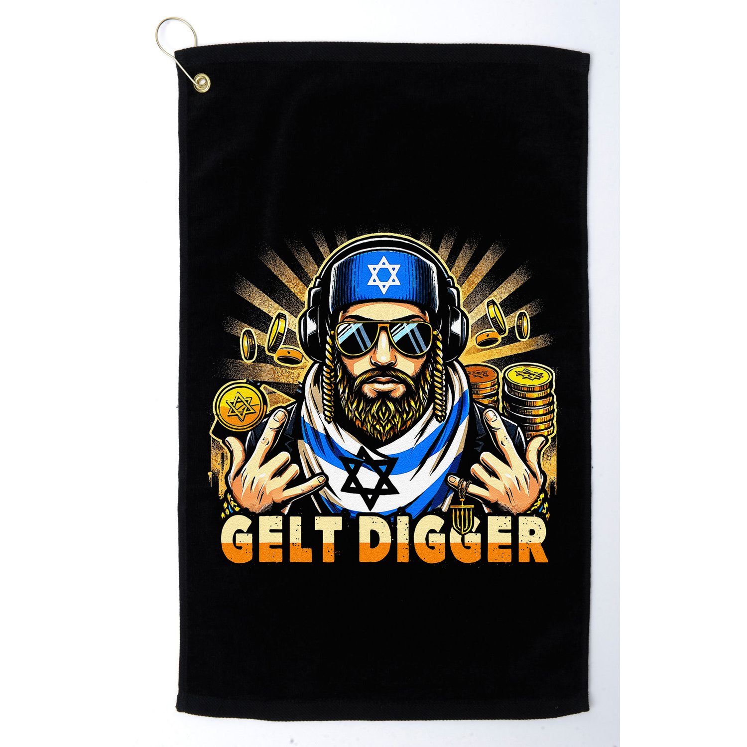 Gelt Digger Funny Jewish Rapper Isreali Golf Towel